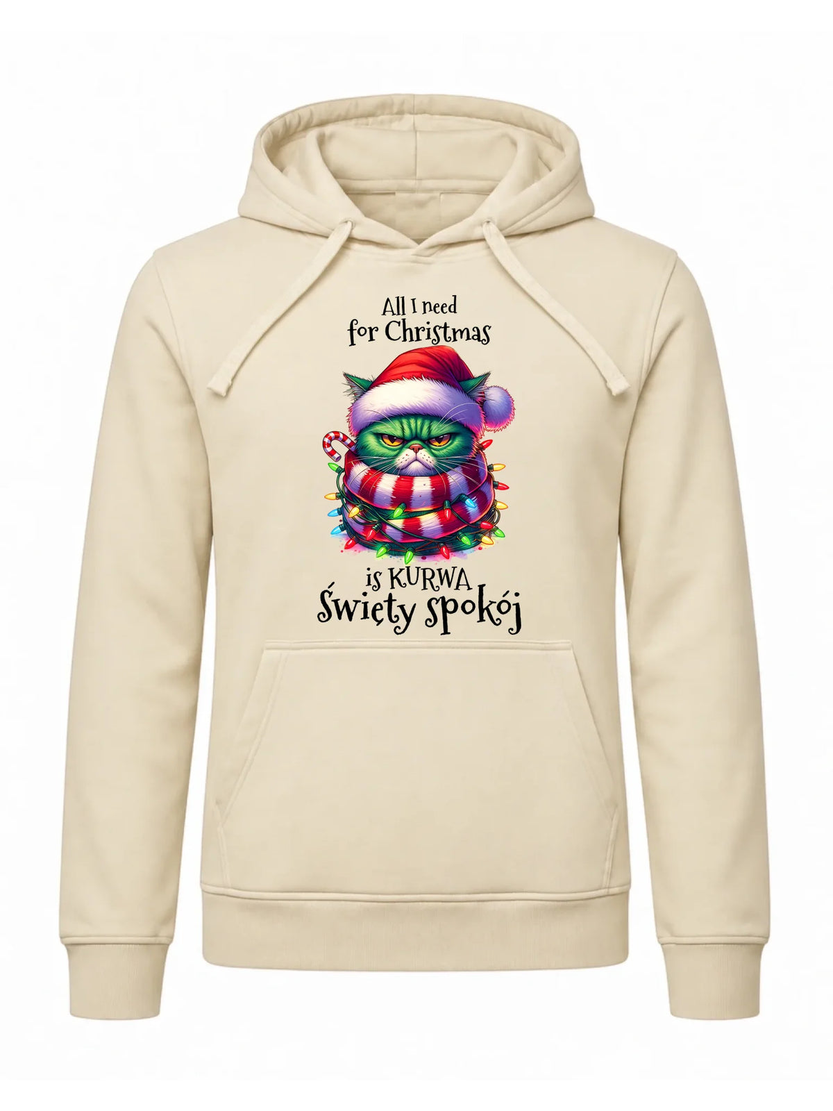 Bluza męska z kapturem świąteczna - All I need for Christmas is ku*wa święty spokój - bez cenzury BN101