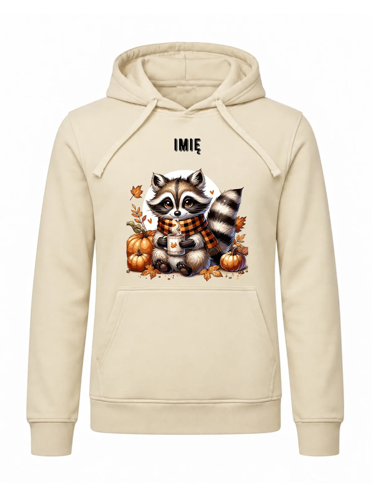 Bluza męska z kapturem jesienna – Szop z kawą i dyniami - personalizowana JS16