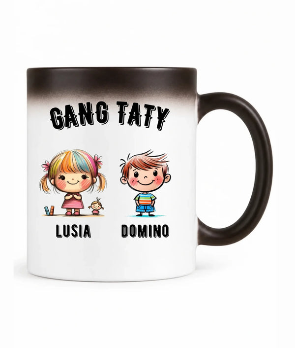 Kubek magiczny dla taty z imionami dzieci - Gang taty - personalizowany DT09