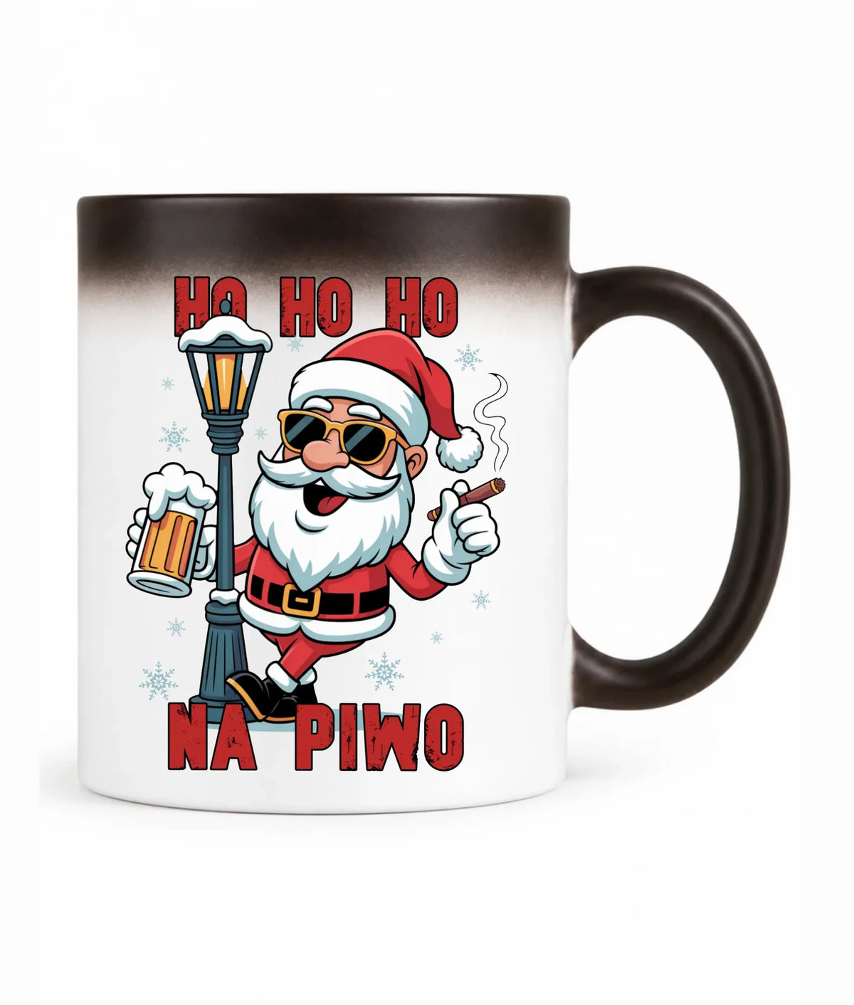 Kubek magiczny świąteczny - Mikołaj Ho ho ho na piwo BN64