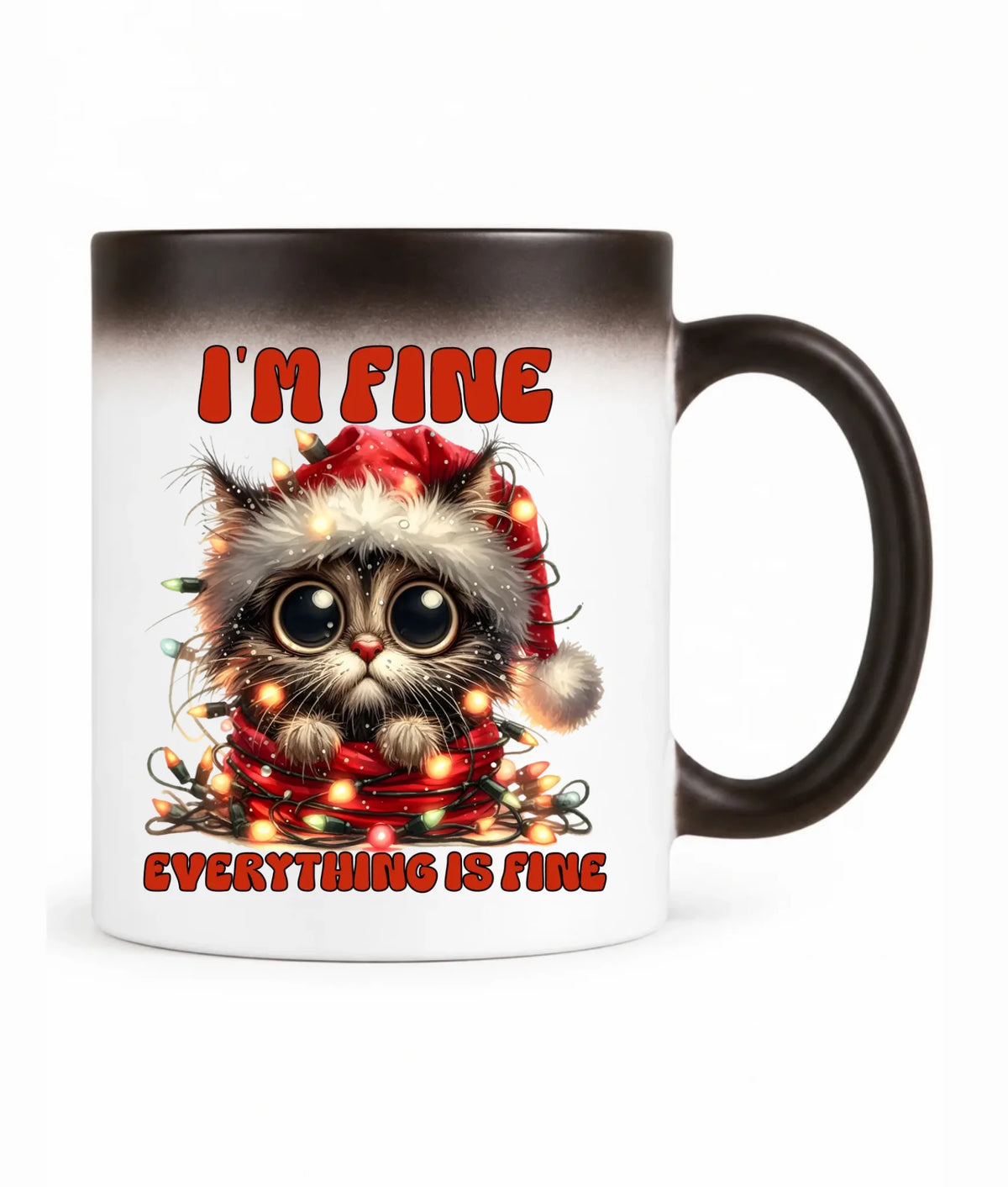 Kubek magiczny świąteczny - Kotek I'm fine everything is fine BN67
