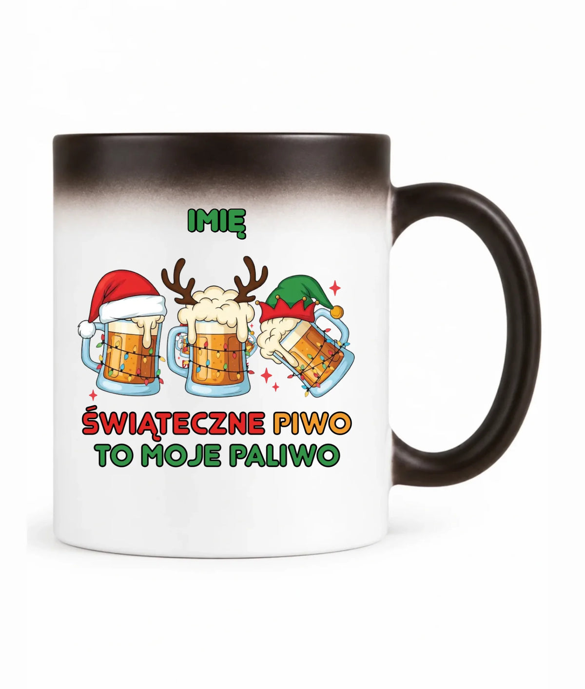 Kubek magiczny świąteczny - Świąteczne piwo to moje paliwo - personalizowany BN119
