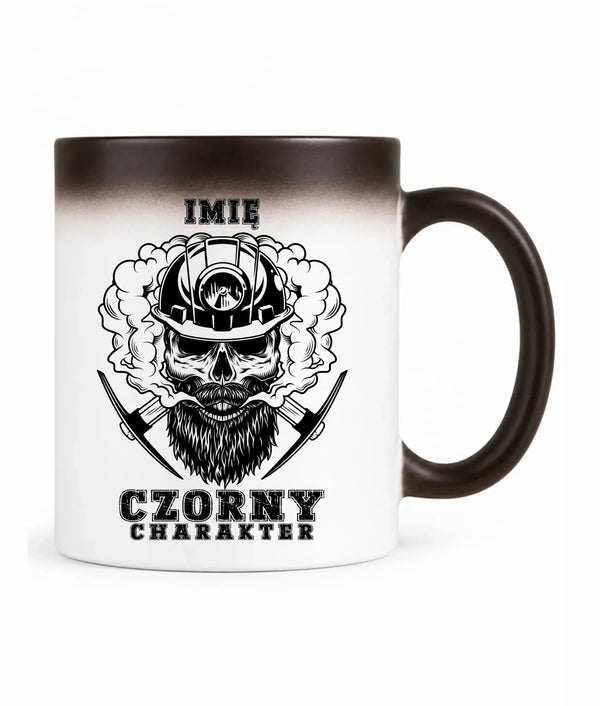 Kubek magiczny z imieniem dla górnika - Czorny charakter