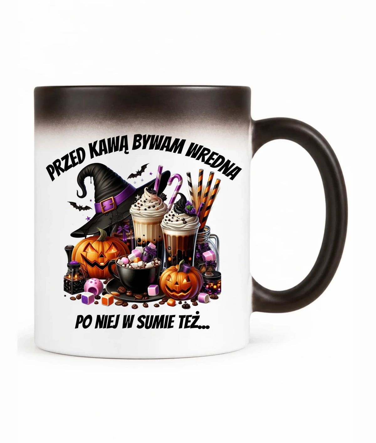 Kubek magiczny Halloween – Przed kawą bywam wredna, po niej w sumie też HL30