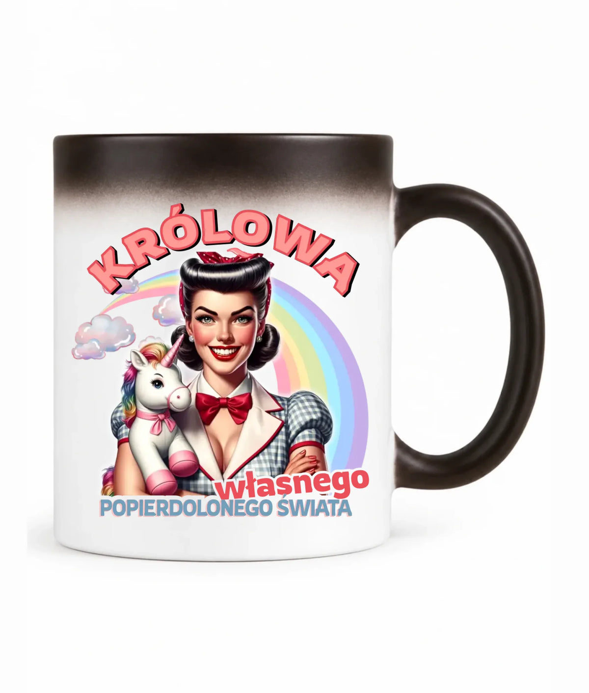 Śmieszny kubek magiczny retro – Królowa własnego popierd*onego świata - bez cenzury DZ08