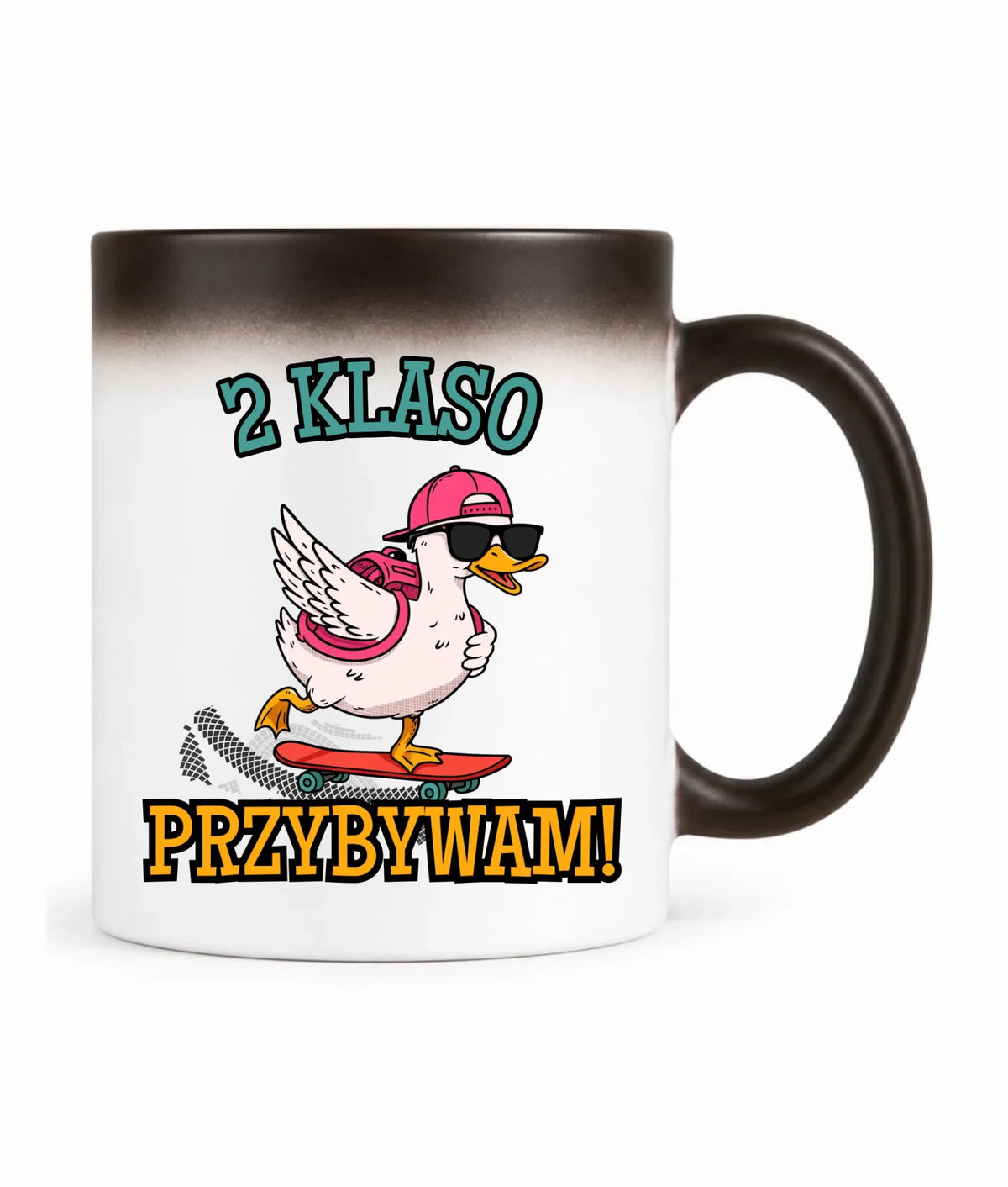 Kubek magiczny na powrót do szkoły Przybywam personalizuj klasę SZ08