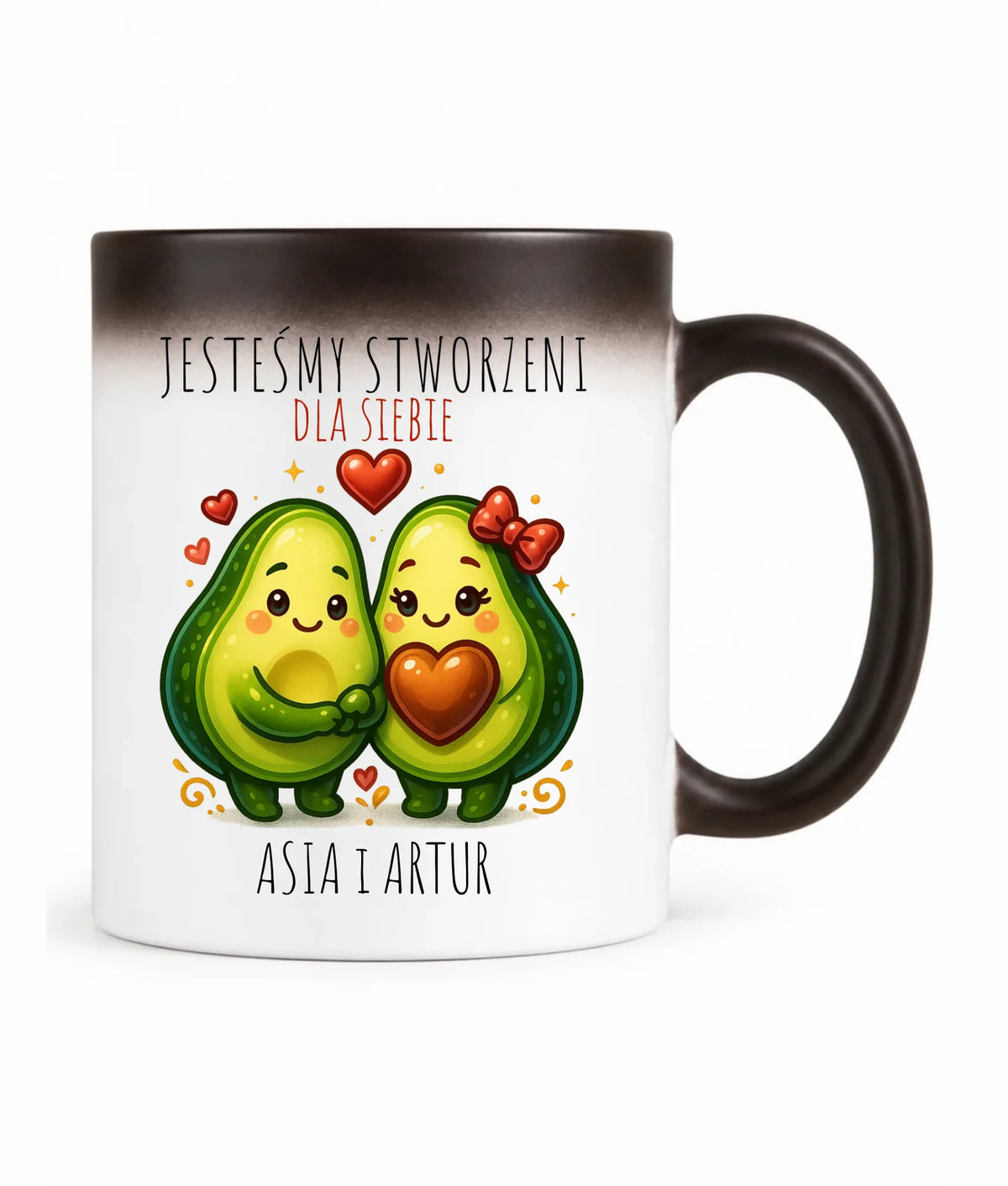 Kubek magiczny dla par - Awokado Stworzeni dla siebie - personalizowany W91