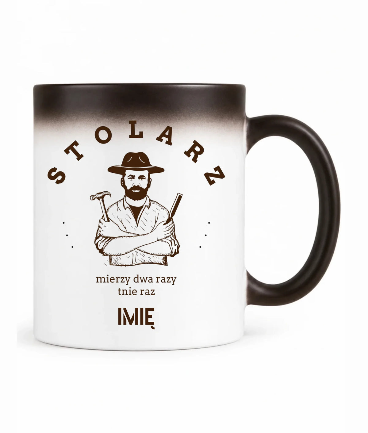 Kubek magiczny dla stolarza - Mierzy dwa razy tnie raz - personalizowany ZS02
