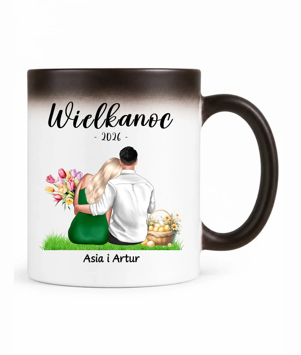 Kubek magiczny na Wielkanoc dla par - personalizowany WN36