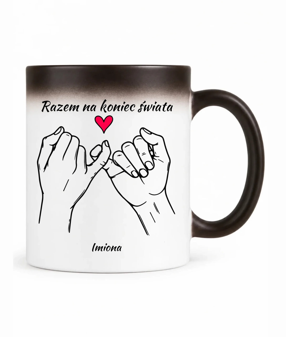 Kubek magiczny dla par - Razem na koniec świata - personalizowany W60