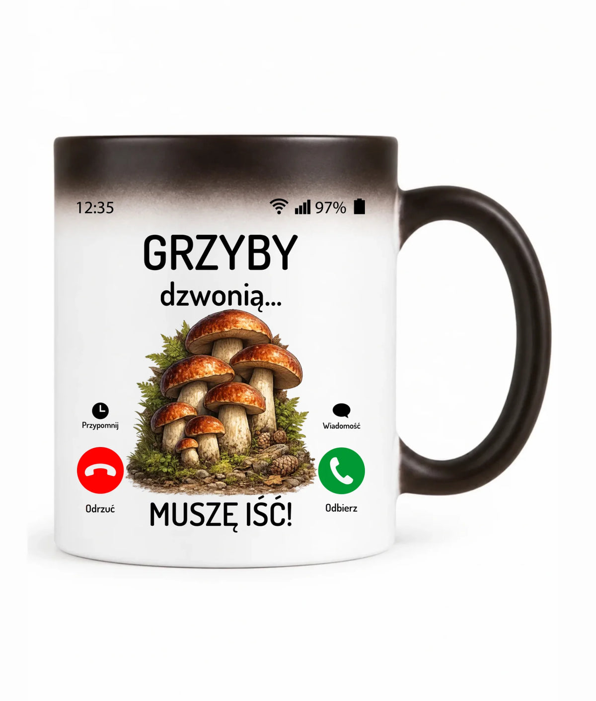 Kubek magiczny dla dziadka grzybiarza - Grzyby dzwonią muszę iść D36