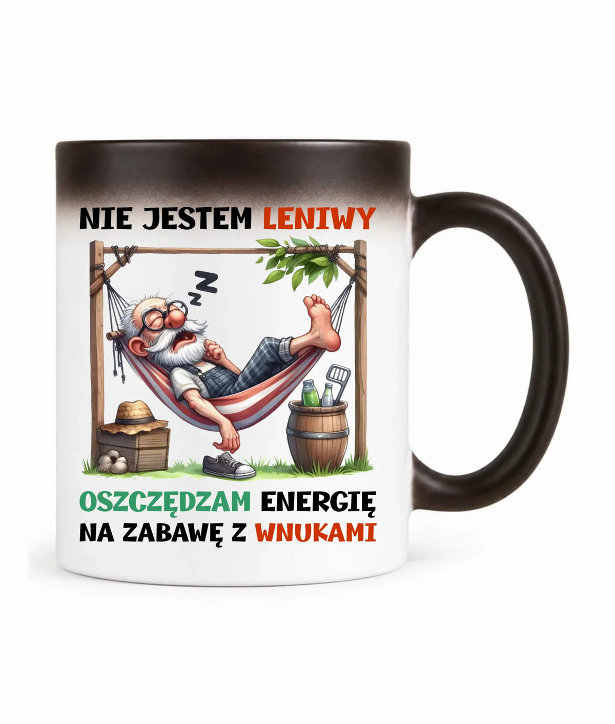 Kubek magiczny dla dziadka - Nie jestem leniwy oszczędzam energię D39