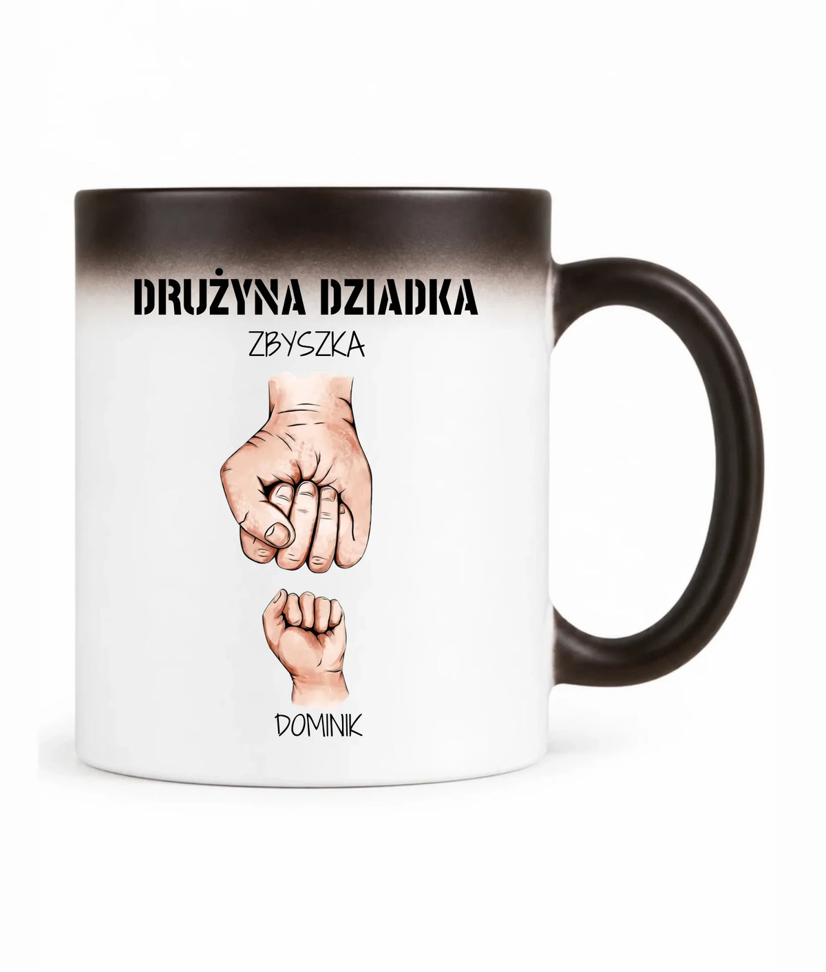 Kubek magiczny dla dziadka - Drużyna dziadka 1-6 imion wnuków - personalizowany D07