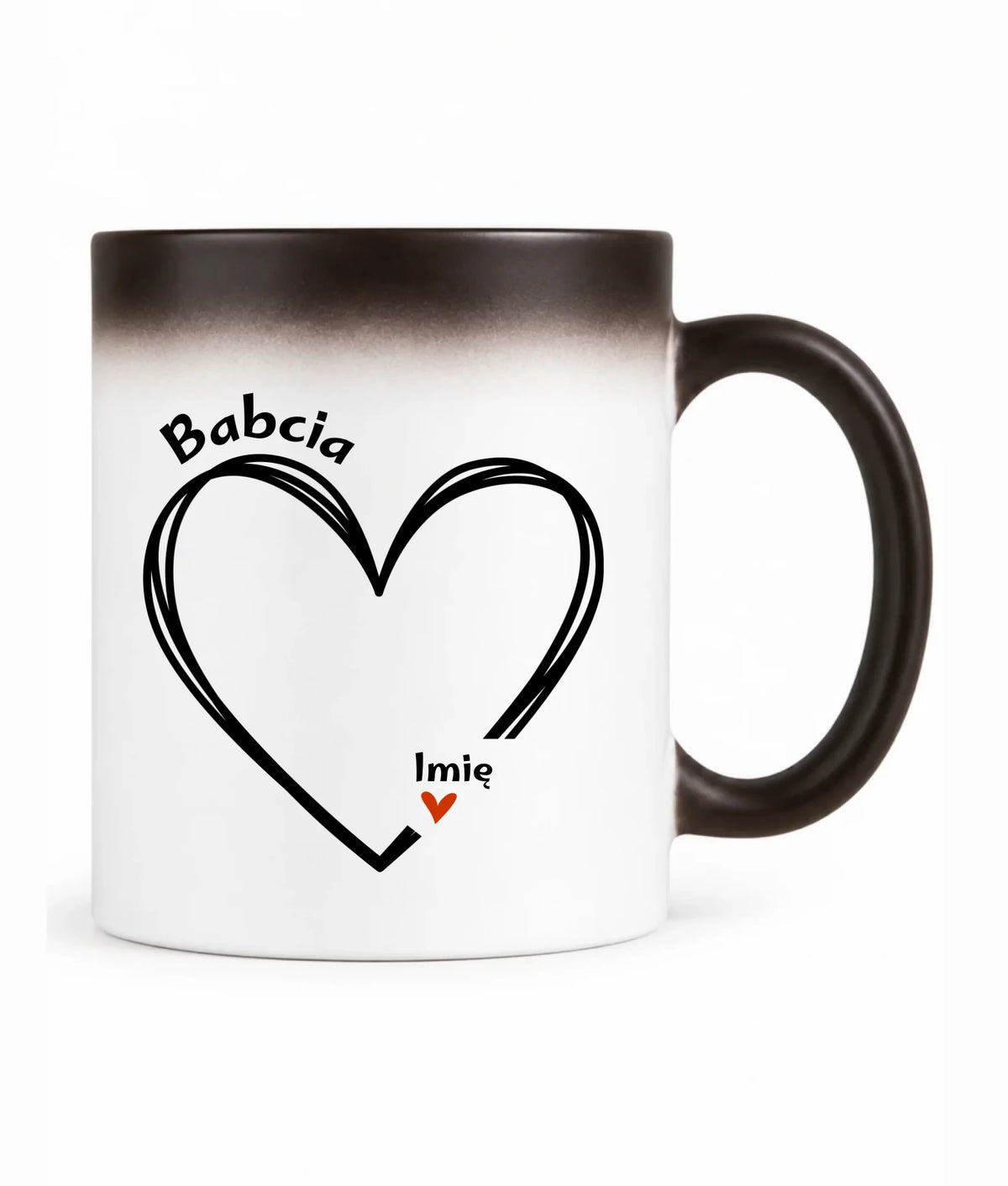 Kubek magiczny dla babci - Serce z imionami wnuków 1-7 - personalizowany B26