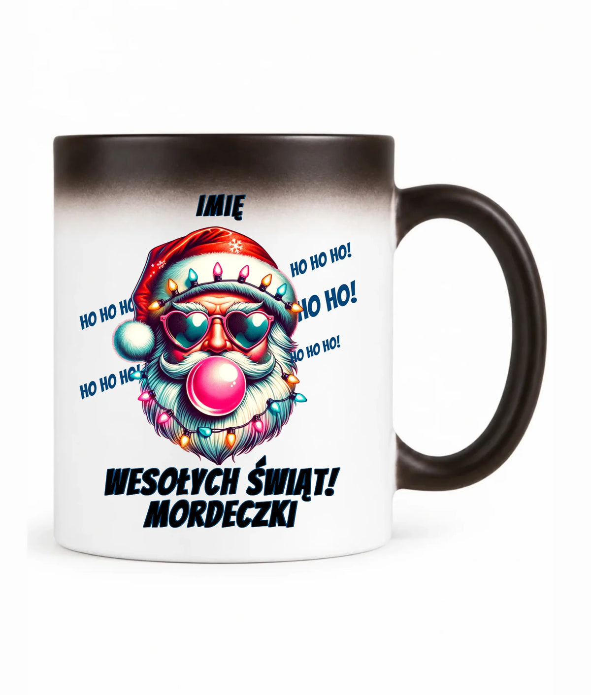 Kubek magiczny świąteczny - Mikołaj Wesołych Świąt Mordeczki - personalizowany BN17
