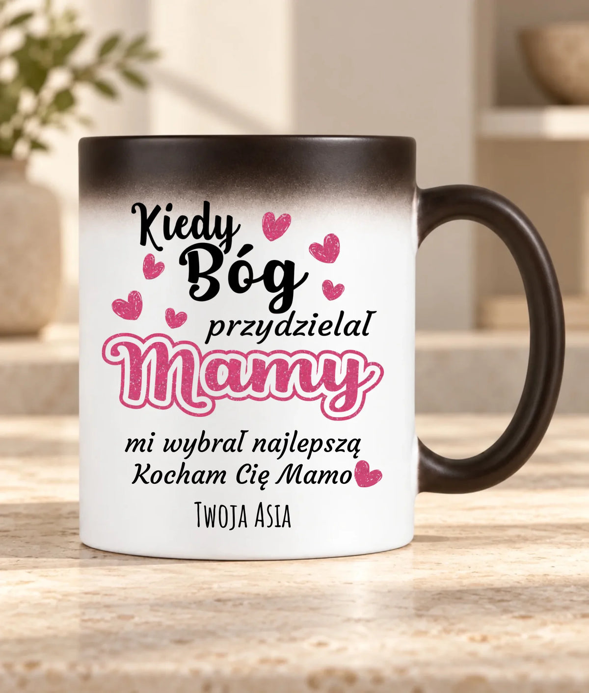Kubek magiczny dla mamy - Kiedy Bóg przydzielał mamy - personalizowany DM01