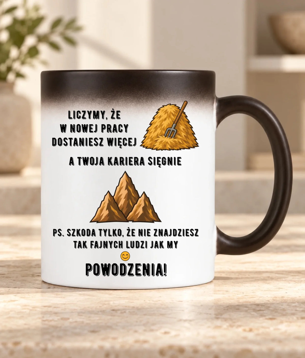 Kubek magiczny na odejście z pracy - W nowej pracy dostaniesz więcej siana
