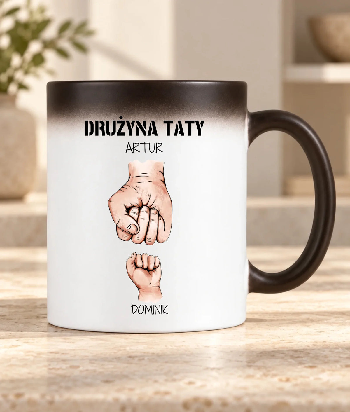 Kubek magiczny dla taty - Drużyna taty 1-6 imion dzieci - personalizowany DT01
