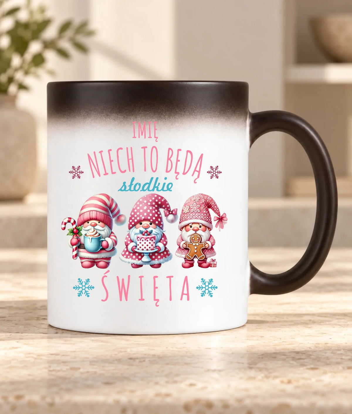 Kubek magiczny świąteczny - Skrzaty Słodkie Święta - personalizowany BN57