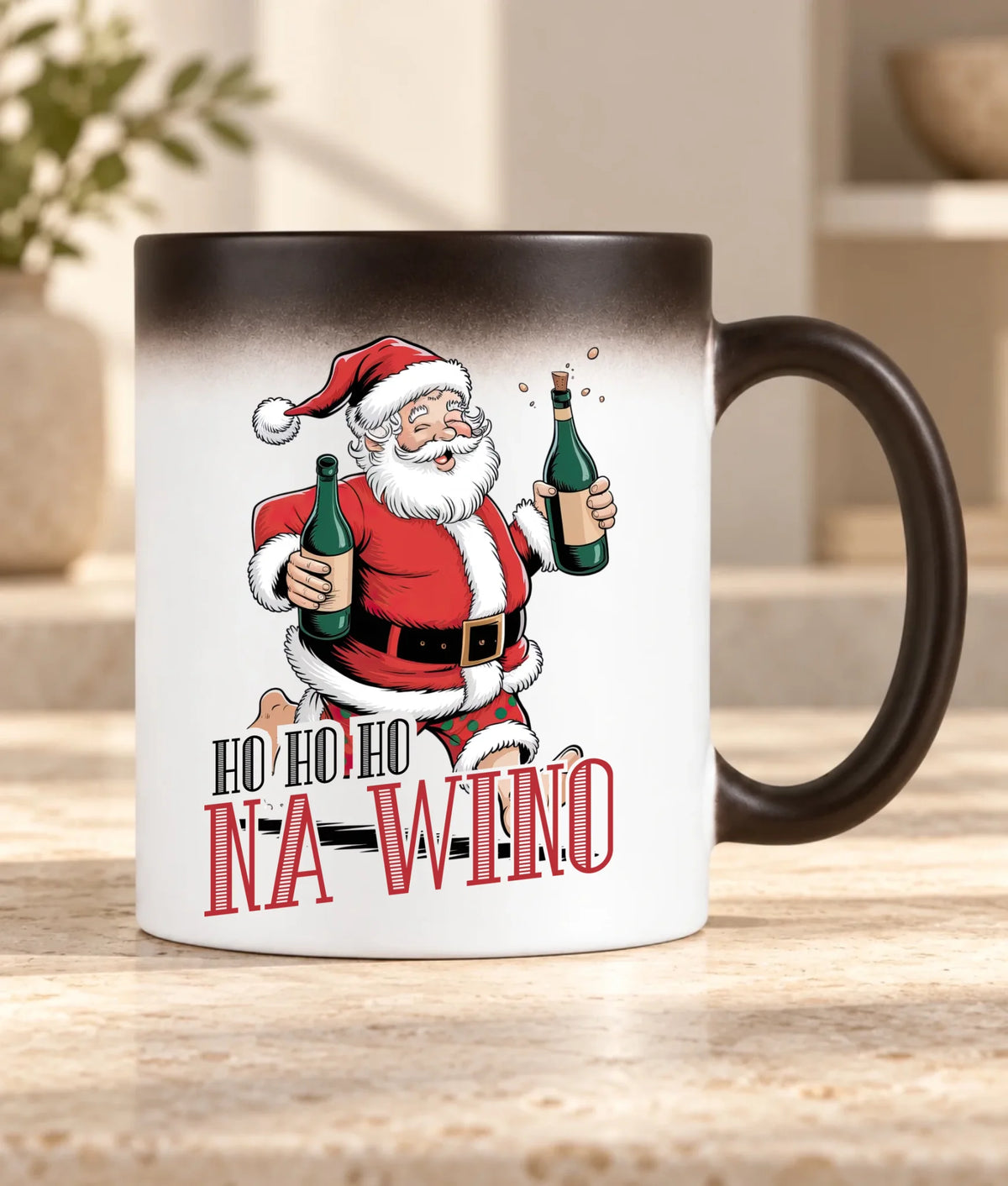 Kubek magiczny świąteczny - Mikołaj Ho ho ho na wino BN61