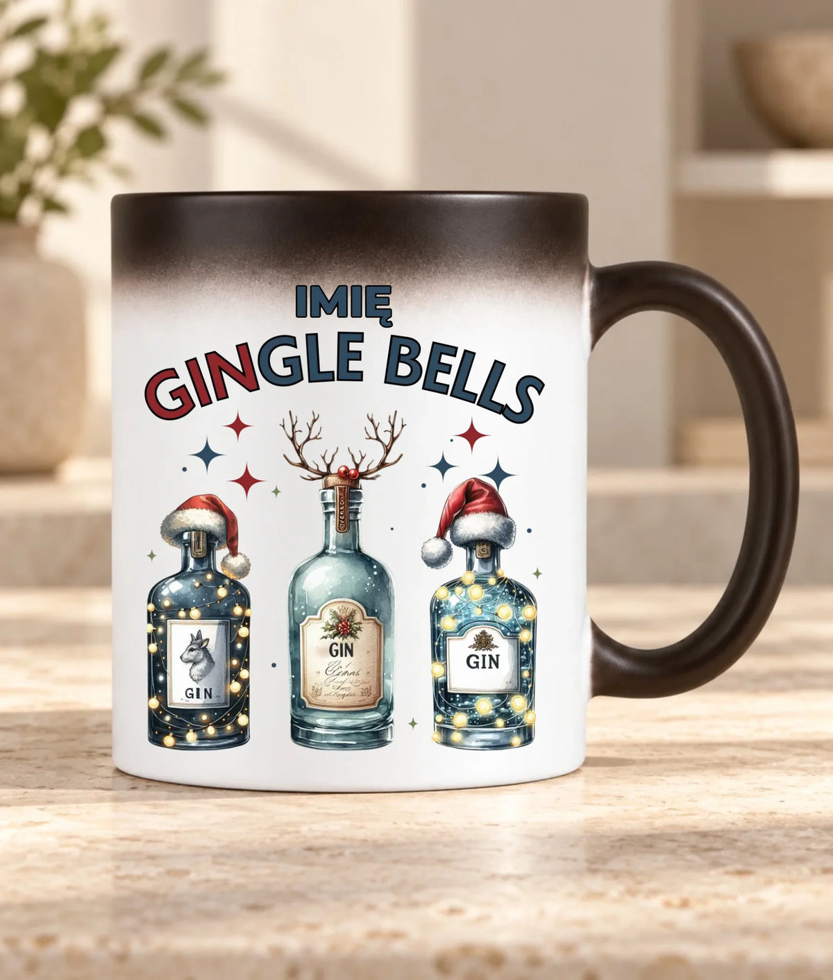Kubek magiczny świąteczny - Gin Gingle bells - personalizowany BN68