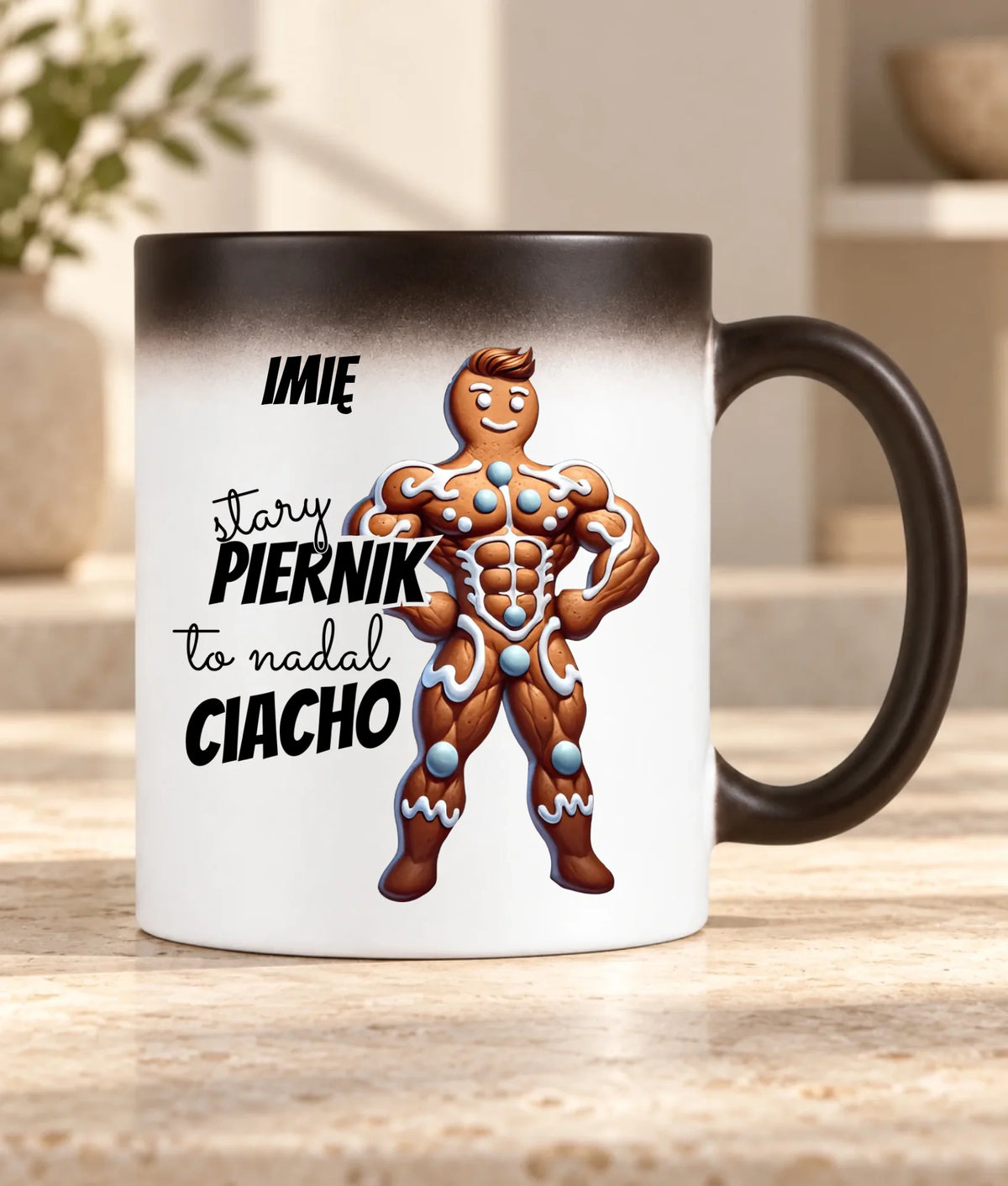 Kubek magiczny świąteczny - Stary piernik to nadal ciacho - personalizowany BN23
