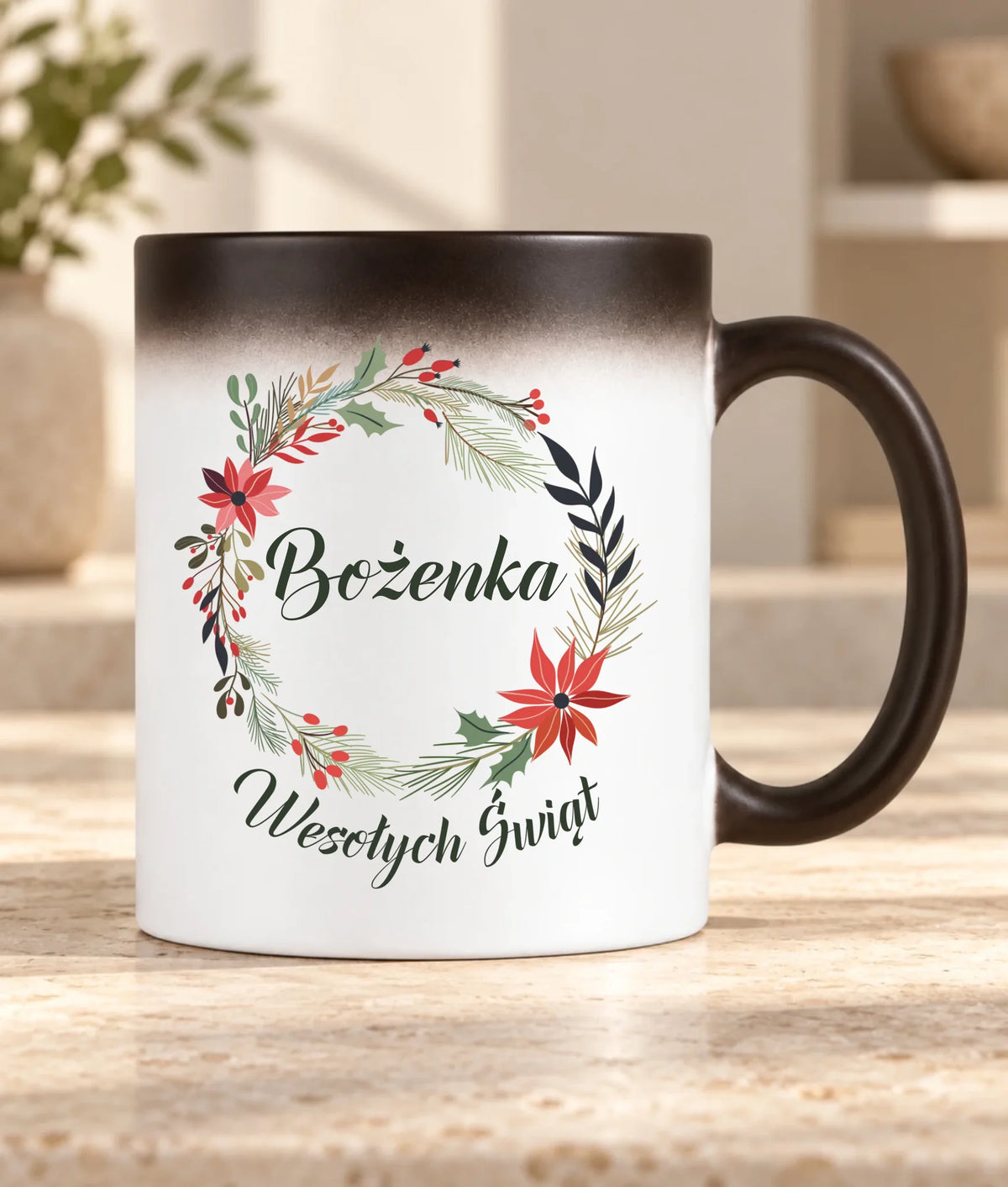 Kubek magiczny świąteczny - Wesołych Świąt - personalizowany BN19