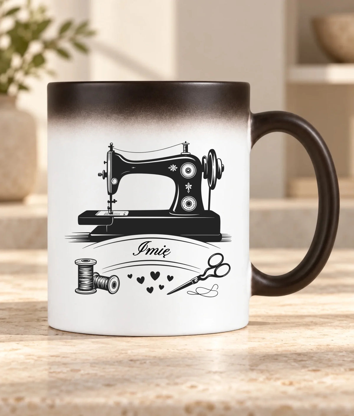 Kubek magiczny szyciowy dla krawcowej - Maszyna vintage- personalizowany HS34