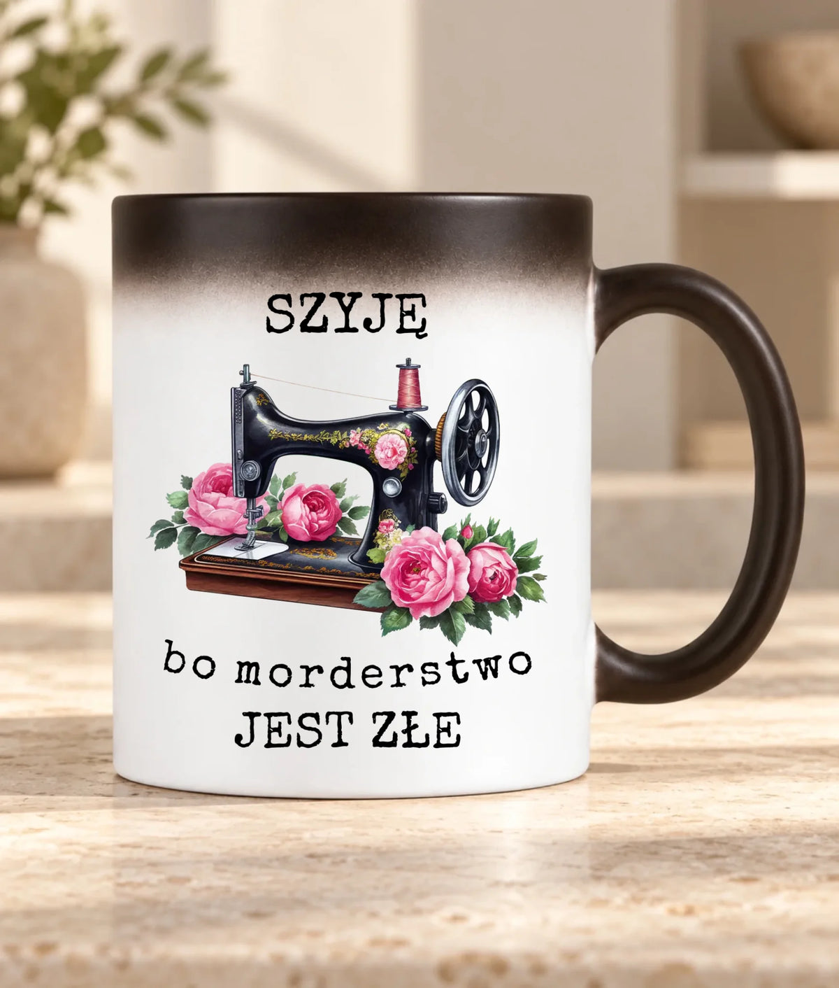 Kubek magiczny szyciowy dla krawcowej - Szyję, bo morderstwo jest złe HS14