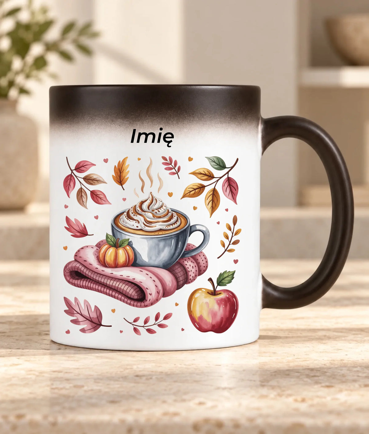 Kubek magiczny jesienny - Przytulna jesień - personalizowany JS29