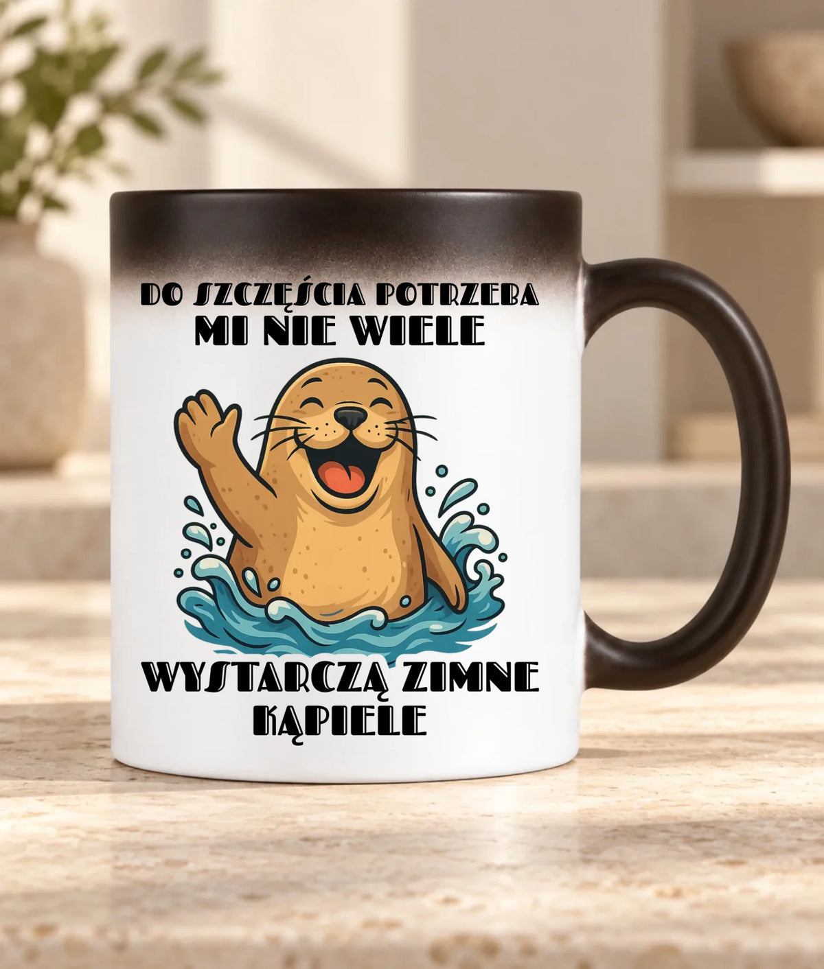 Kubek magiczny - prezent dla morsa - Do szczęścia potrzeba mi nie wiele HM06