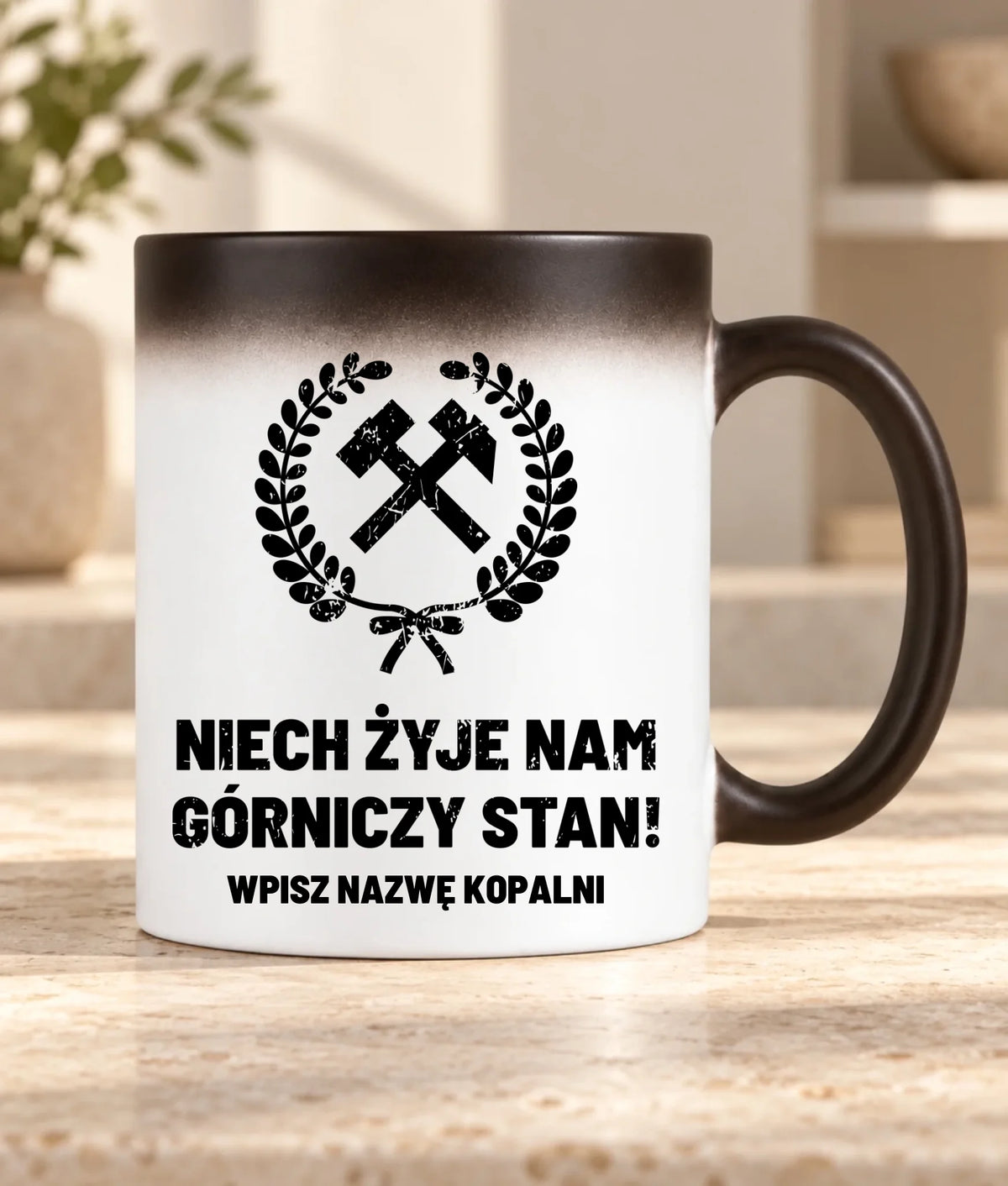 Kubek magiczny z nazwą kopalni dla górnika - Niech żyje nam górniczy stan
