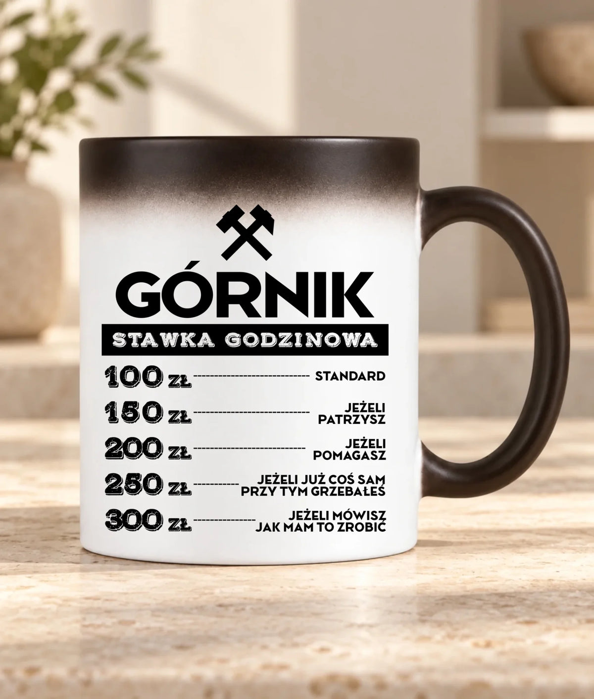 Kubek magiczny dla górnika - Stawka godzinowa