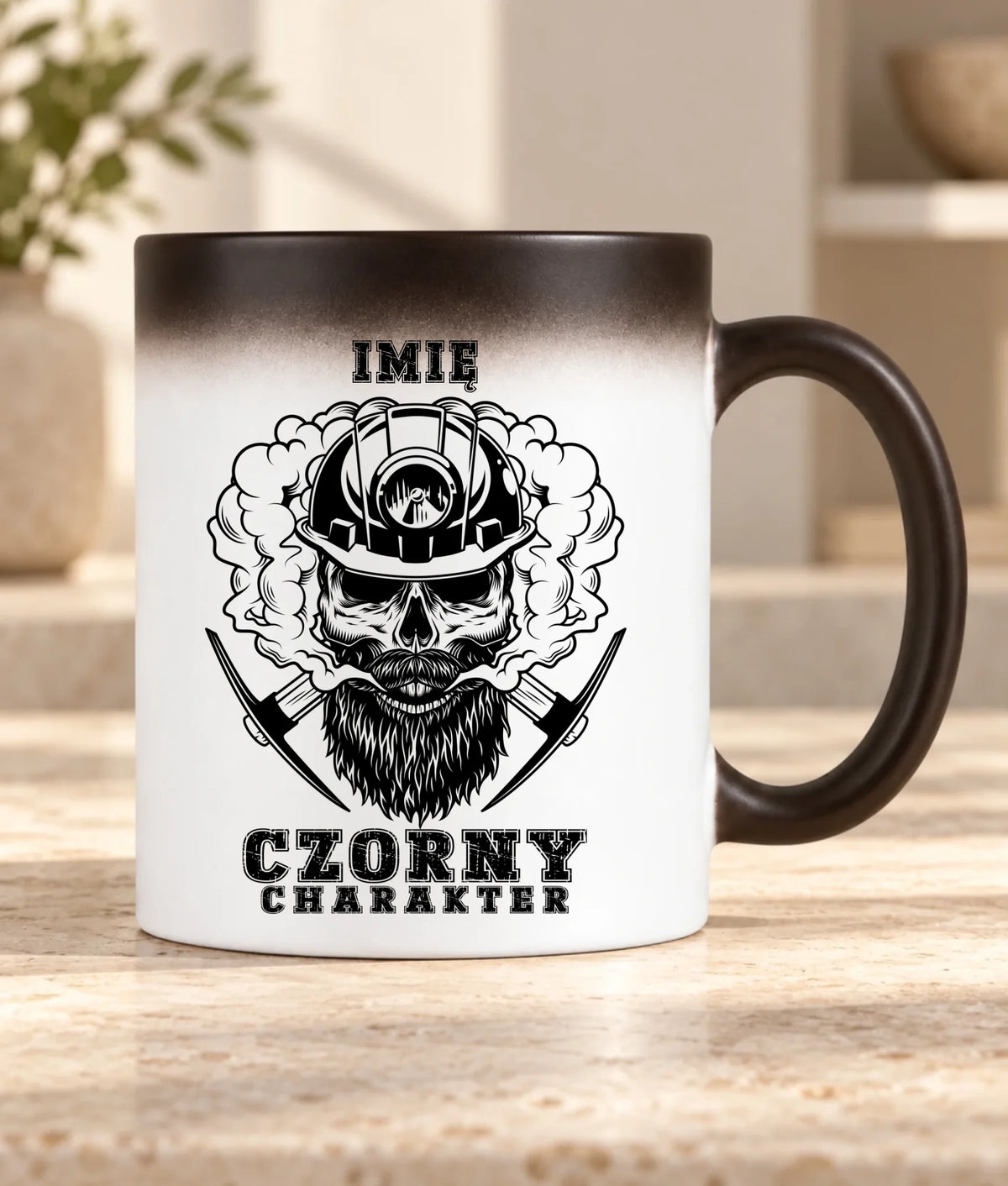 Kubek magiczny z imieniem dla górnika - Czorny charakter