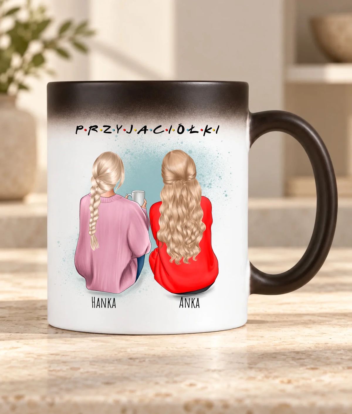 Kubek magiczny - prezent dla przyjaciółki - personalizowane postacie 2-4 osoby PR02