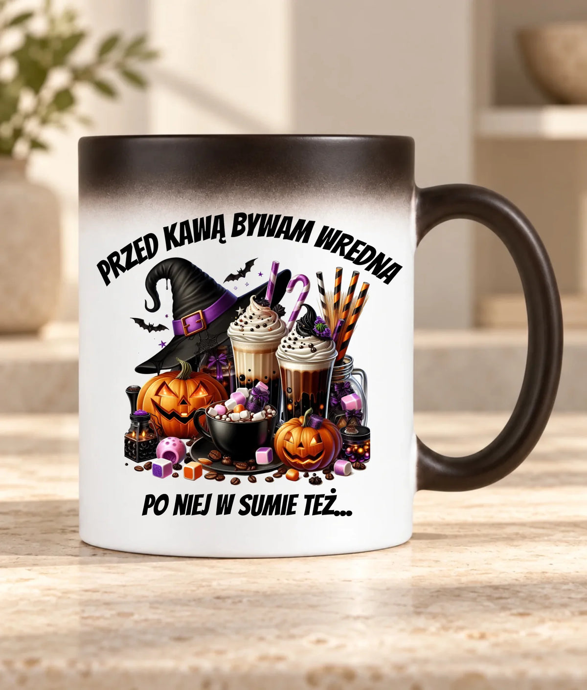 Kubek magiczny Halloween – Przed kawą bywam wredna, po niej w sumie też HL30