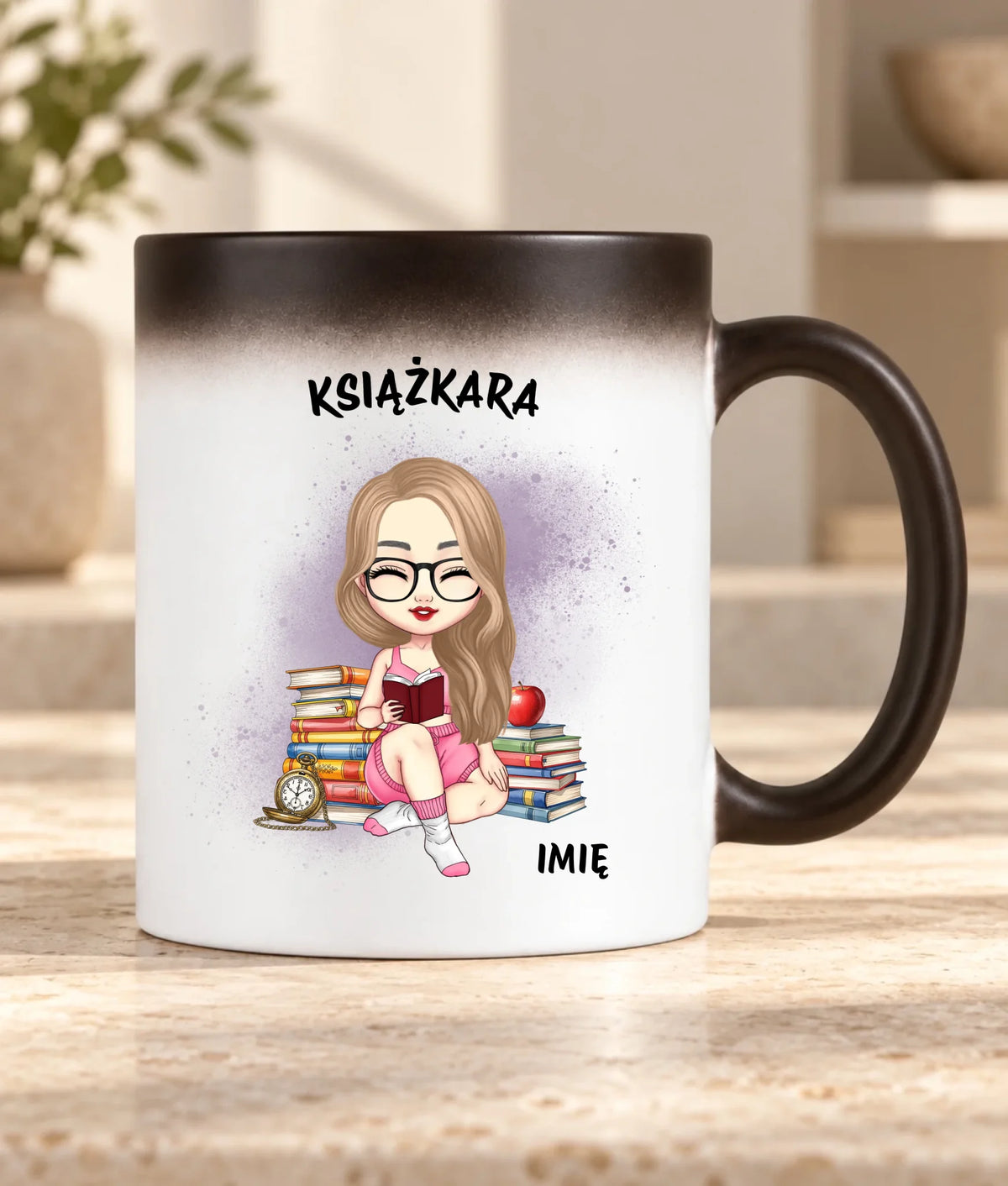 Kubek magiczny - Książkara - Prezent dla miłośniczki czytania książek - personalizowany DZ04