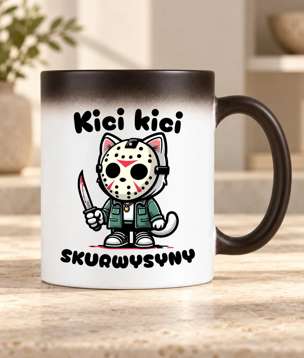 Kubek magiczny na Halloween - Kici kici sk*rwysyny - bez cenzury HL28
