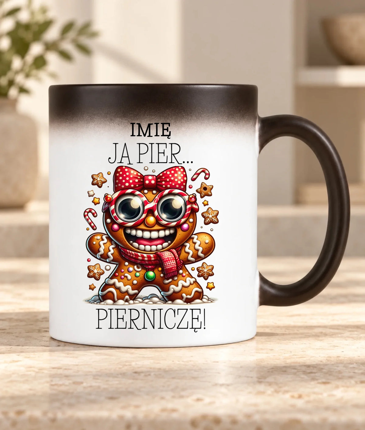Kubek magiczny świąteczny - Babeczka Ja pierniczę - personalizowany BN95