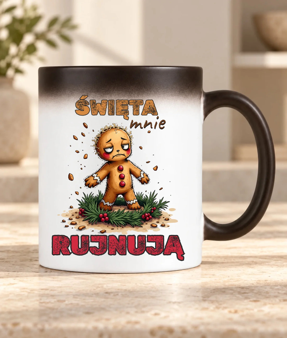Kubek magiczny świąteczny - Piernik Święta mnie rujnują BN143