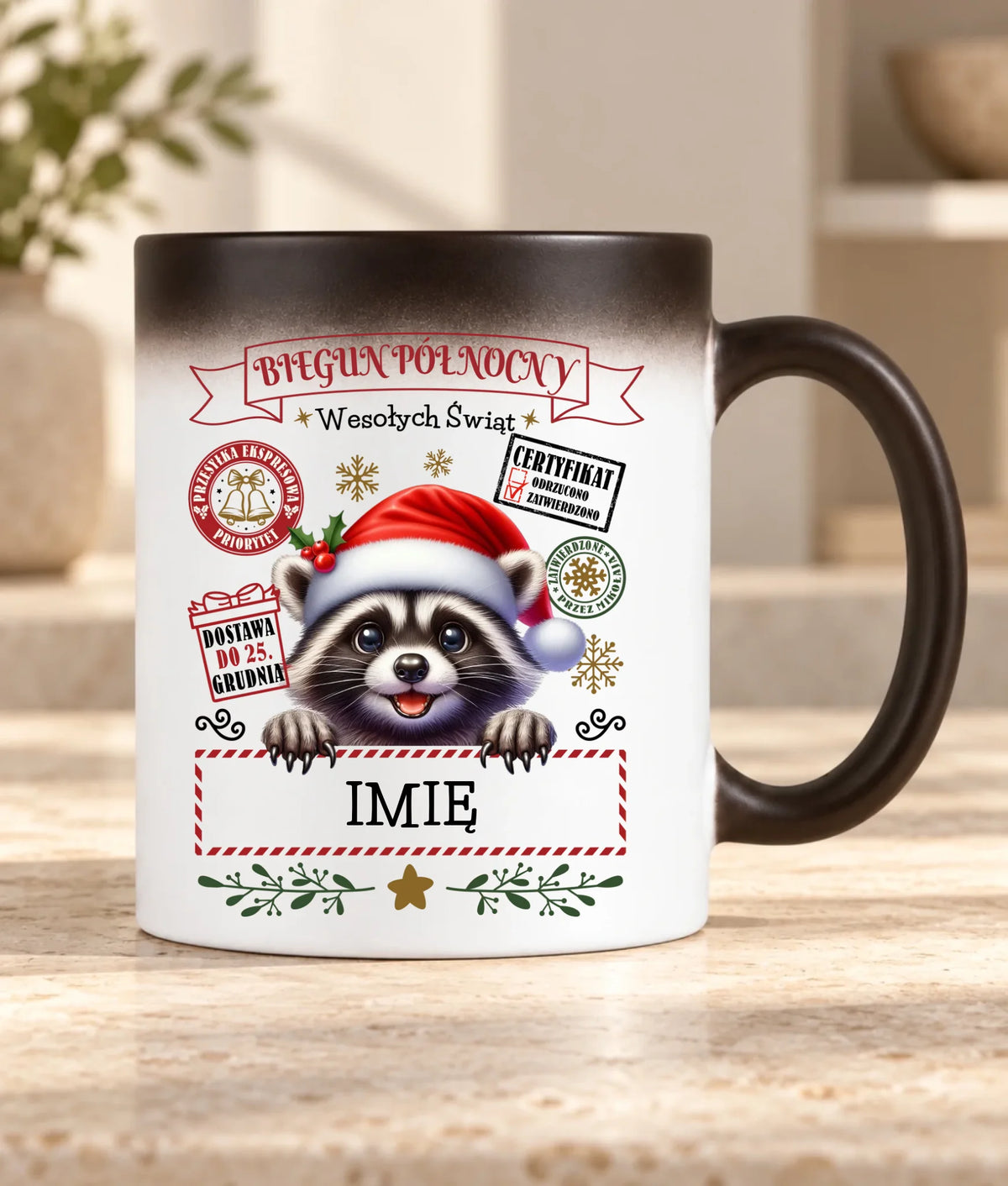 Kubek magiczny świąteczny - Szop Paczka od Mikołaja - personalizowany BN145