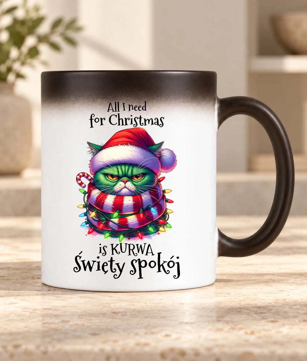 Kubek magiczny świąteczny - All I need for Christmas is ku*wa święty spokój - bez cenzury BN101