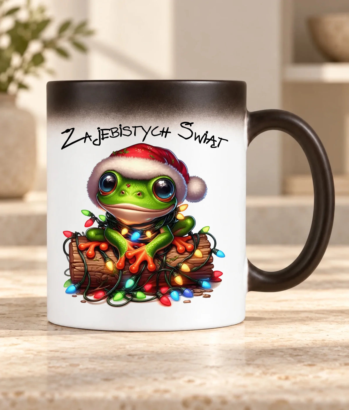 Kubek magiczny świąteczny - Żaba - Żajebistych Świąt BN106