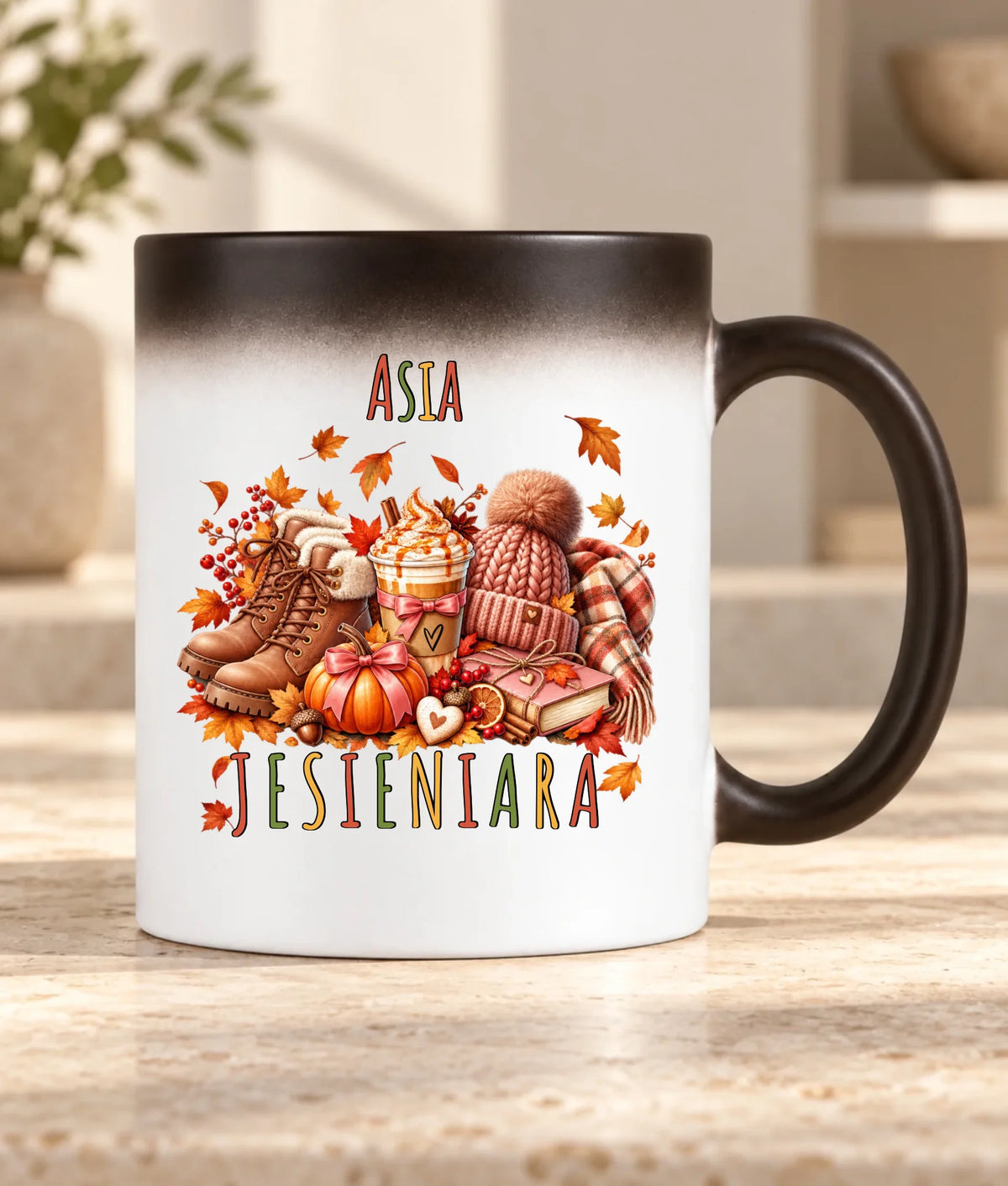 Kubek magiczny jesienny z imieniem - Jesieniara