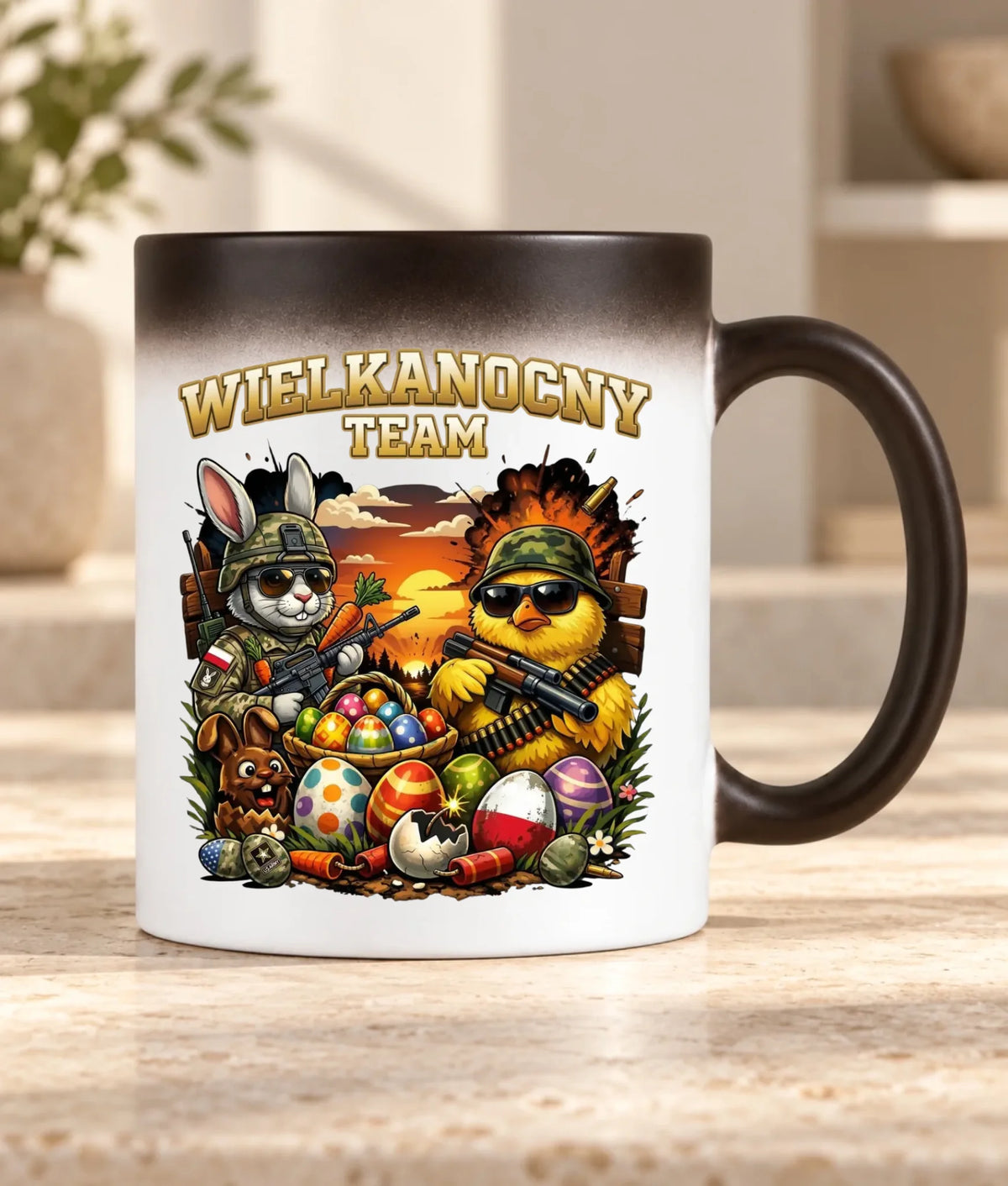 Kubek magiczny na Wielkanoc - Kurczak i zając armia Wielkanocny Team WN37