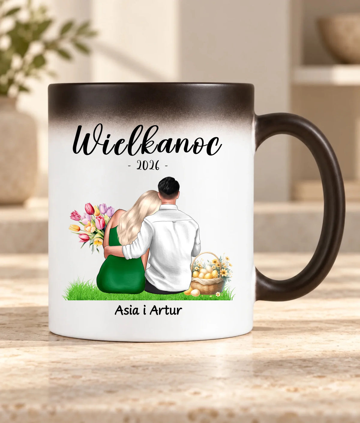 Kubek magiczny na Wielkanoc dla par - personalizowany WN36