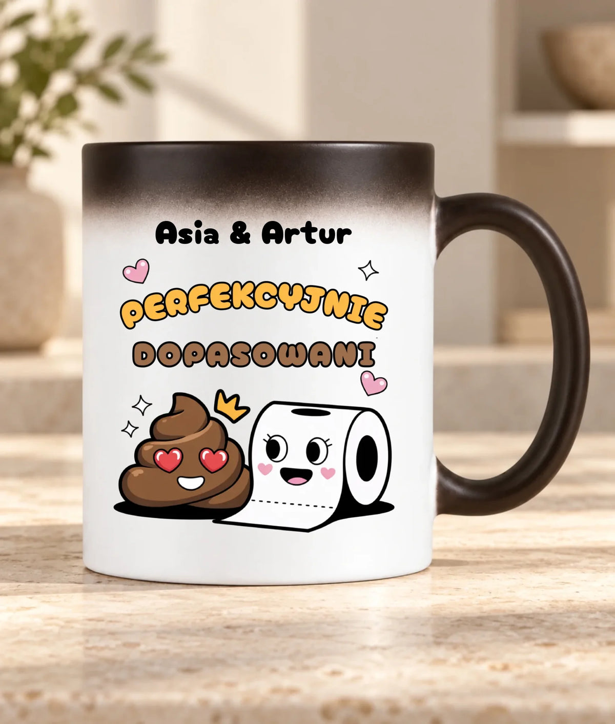 Kubek magiczny dla par - Perfekcyjnie dopasowani - personalizowany W81