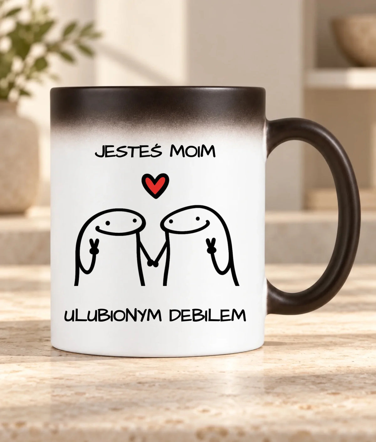 Kubek magiczny dla par - Jesteś moim ulubionym debilem W78