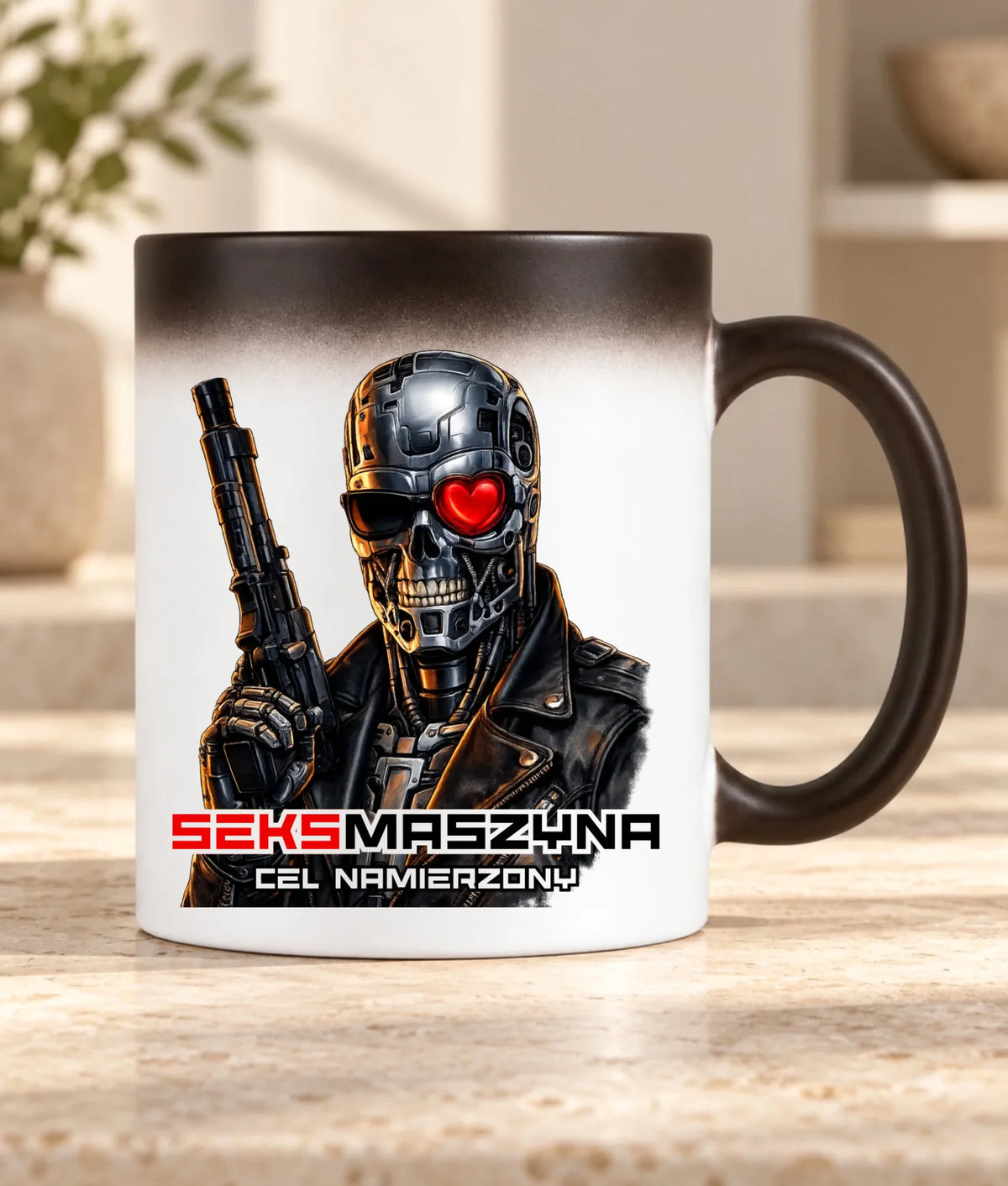 Kubek magiczny dla faceta - Cyborg z sercem Seks maszyna DCH32