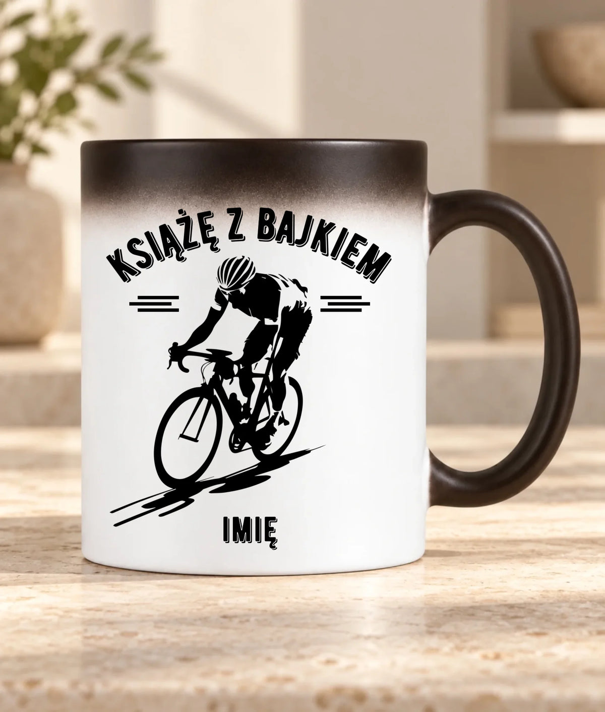 Kubek magiczny dla rowerzysty - Książę z bajkiem - personalizowany HR01